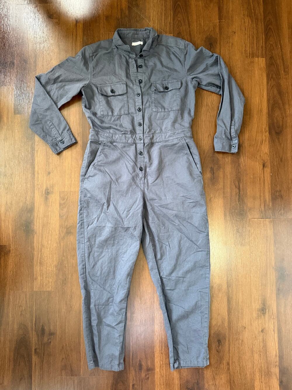 Outerknown S.E.A. Utility Jumpsuit Organic Cotton Linen Storm Gray Sz M Workwear